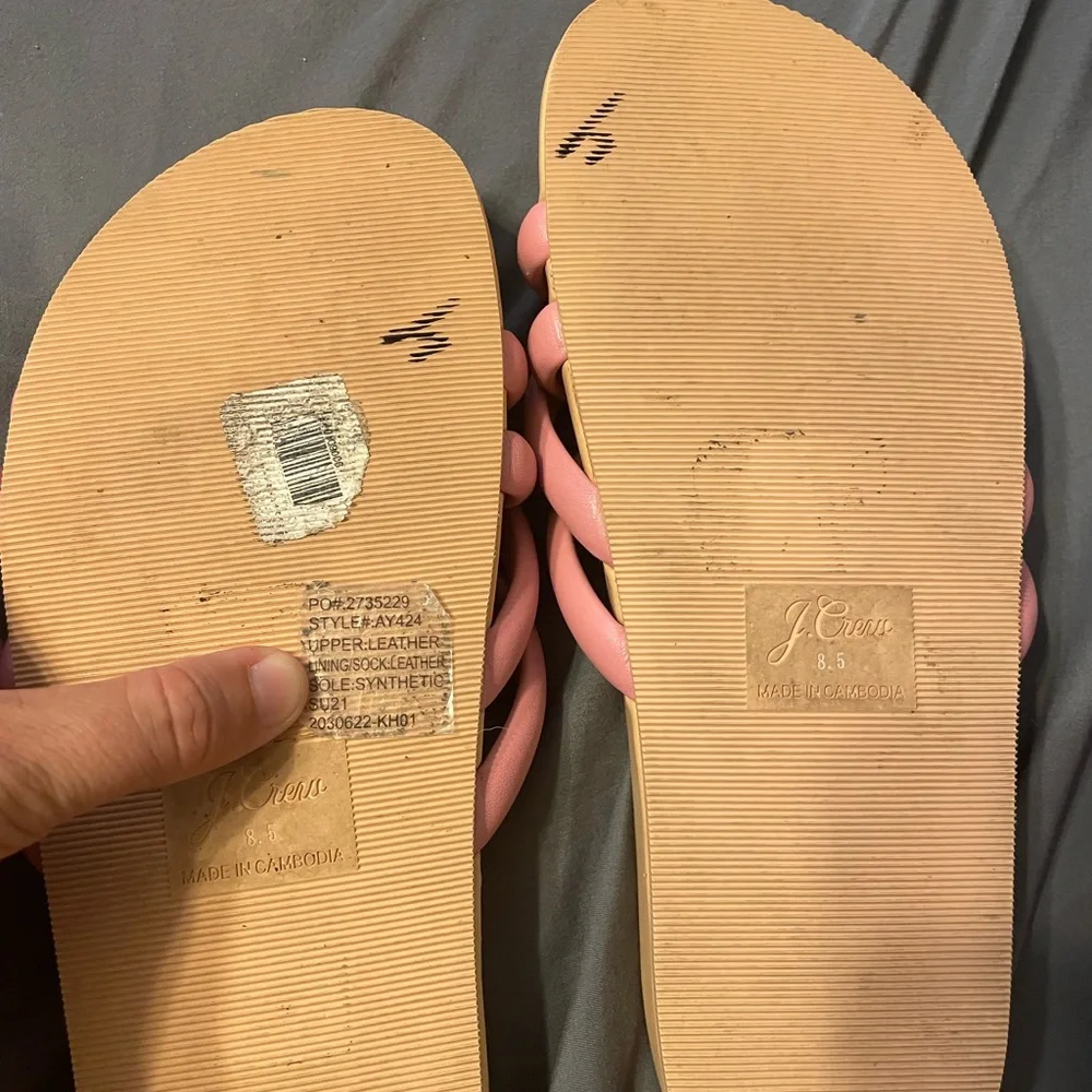J Crew Pacific Cushy Leather Women's Pink Slide Sandals size 8.5‎